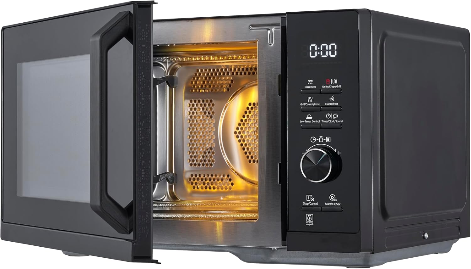 Sharp RCA271TB 5-in-1 Airfry-Mikrowelle 900W, Grill 1000 W, Heißluft & AirFry-Funktion, Konvektion 2100W, 27 L, 28 Autom.pr., Gewicht und zeitgesteuertes Auftauen, Schwarz