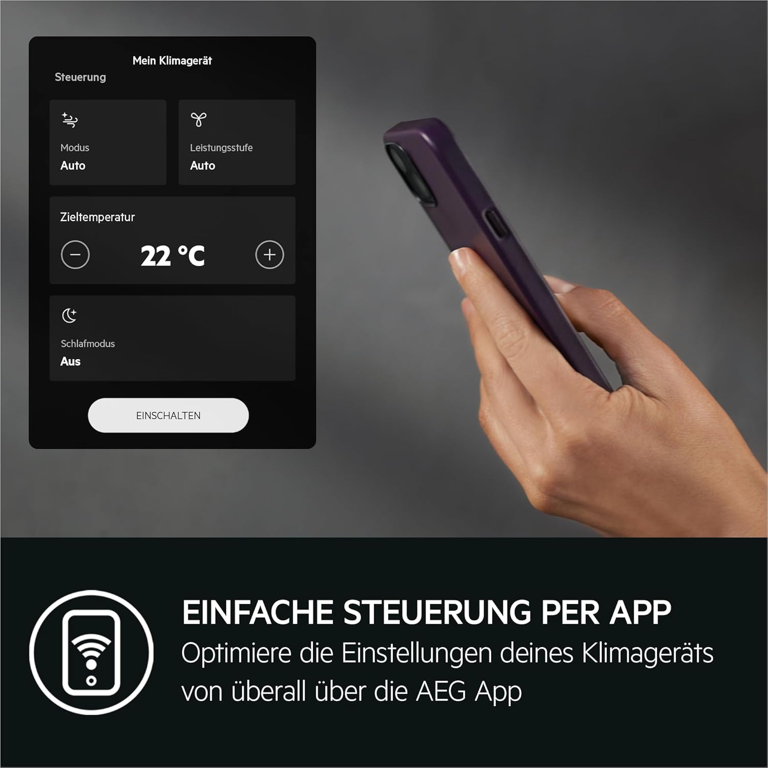 AEG Chillflex Pro AXP26U338CW mobile Klimaanlage / LED Display / Touch-Buttons / Fernbedienung / 30-40 m² / Kühlfunktion / Ventilator / Entfeuchtungsfunktion / Automatik / weiß/silber/schwarz