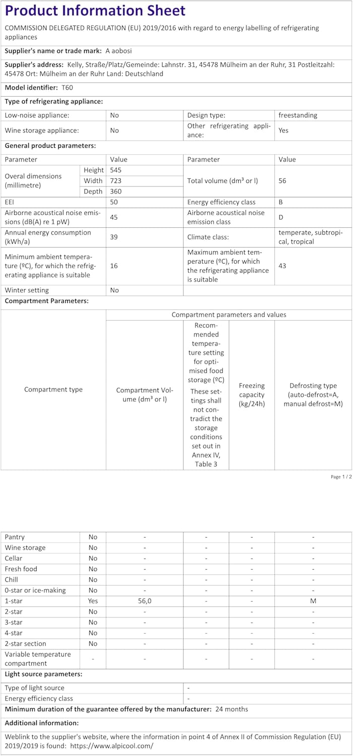 AAOBOSI Compressor Cool Box 36 L, Cool Box Car with WiFi App Control, 12/24 V and 100-240 V Electric Cool Box, up to -20 °C for Car, Truck, Boat, Motorhome, Camping, Double Zone