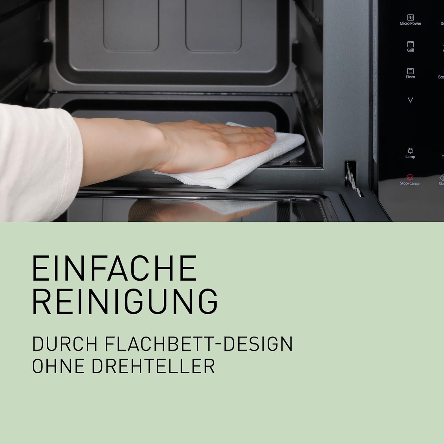 Panasonic NN-DF38PBEPG Kombi-Mikrowelle & Grill, 1000 W, 23 l, Inverter-Tech, Eco Kombi Modus, Flachbett, 16 Auto-Programme & Auftau-Modi, emailliertes Blech, Gitterrost, leichte Reinigung, Schwarz