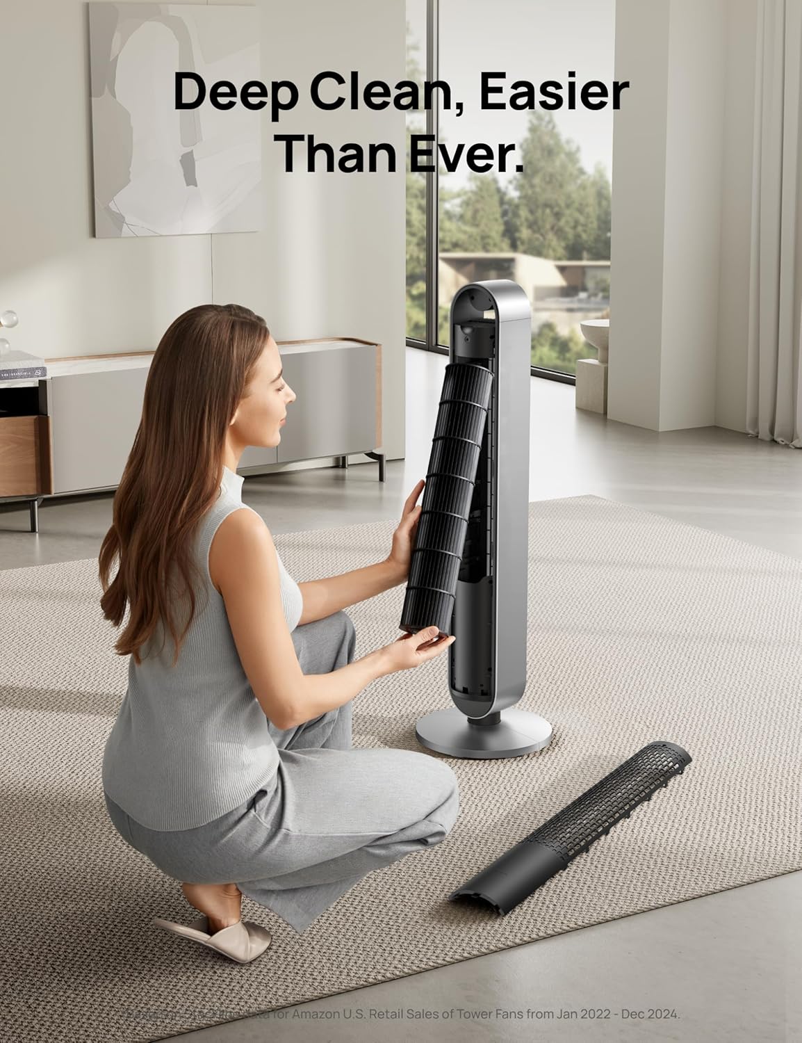 Dreo 25dB leiser Smart Turmventilator mit Sprachsteuerung, WiFi Alexa Ventilator, APP Steuerung, 120° Oszillierender Standventilator, 12 Geschwindigkeiten, 4 Modi, 12-Stund-Timer, Pilot Max S