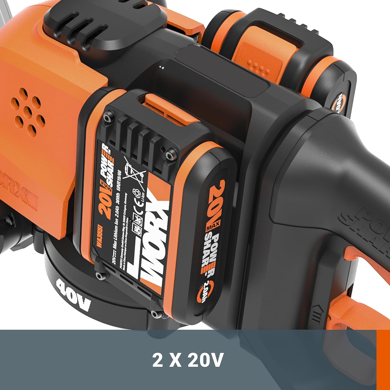 WORX WG286E.9 Nitro Profi Akku Heckenschere 40V – präziser Schnitt auch bei schwierigen Winkeln – leistungsstarker bürstenloser Motor – 58cm Schnittlänge – 27mm Zahnabstand – ohne Akku & Ladegerät