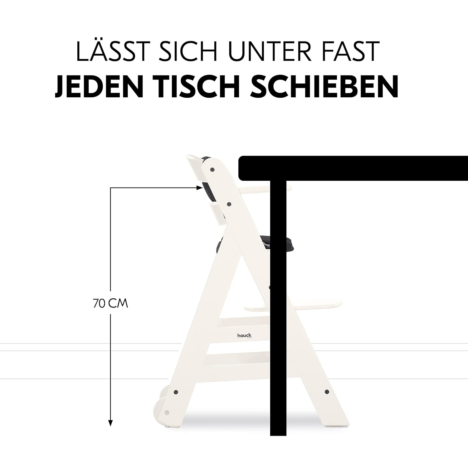 hauck Hochstuhl Beta+ Newborn Set Eco Bouncer - mitwachsender Holz Babyhochstuhl ab Geburt, inkl. Neugeborenenaufsatz, Sitzpolster und Essbrett - Dark Grey