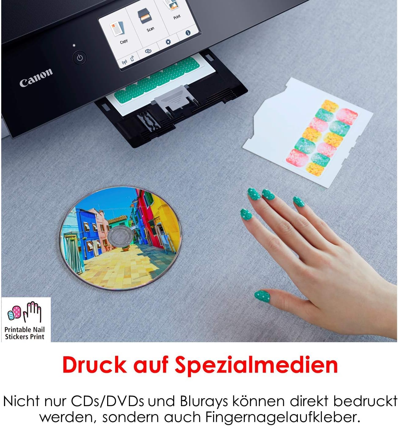 Canon PIXMA TS8351a Drucker Farbtintenstrahl Multifunktionsgerät DIN A4 (Scanner, Kopierer, 4.800 x 1.200 dpi, 6 separate Tinten, USB, WLAN, AirPrint, Duplexdruck, 2 Papierzuführungen, 5 GHz), weiß