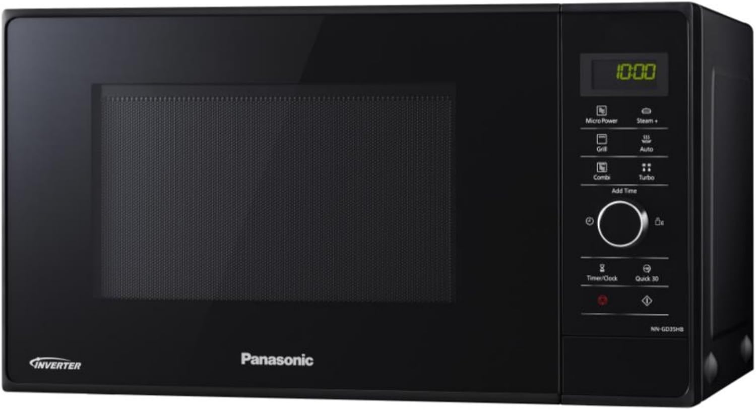 Panasonic NN-GD38HSGTG Mikrowelle mit Grill (1000 W, Inverter, Dampfgaren, energieeffizientes Kombikochen, Pizza-Pfanne, 23 Liter) edelstahl-schwarz