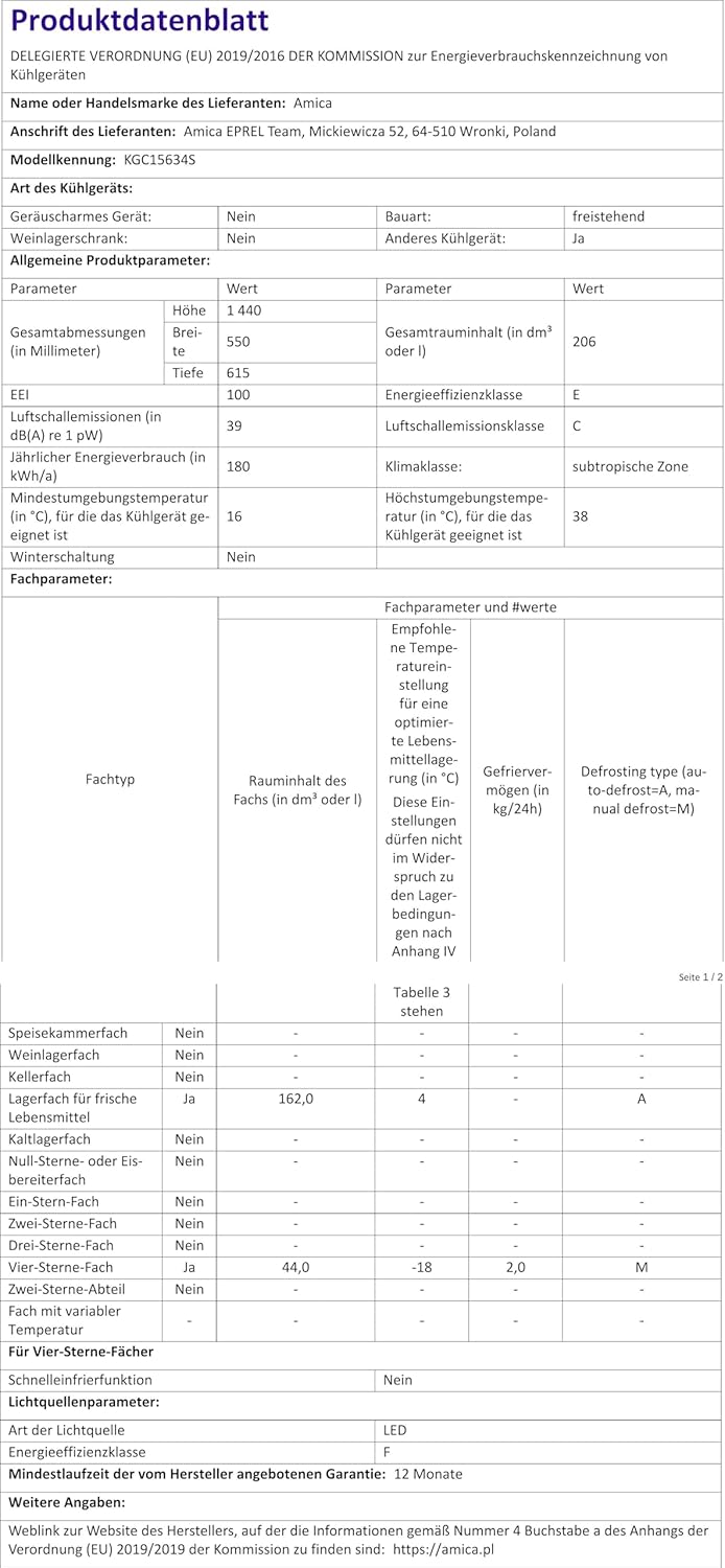 Amica KGC 15632 T Retro Kühl-/Gefrierkombination / Ice Blue (Türkis) / 144cm (H) x 55cm (B) x 62cm (T) / Retro-Design / Kühlschrank mit Gefrierfach