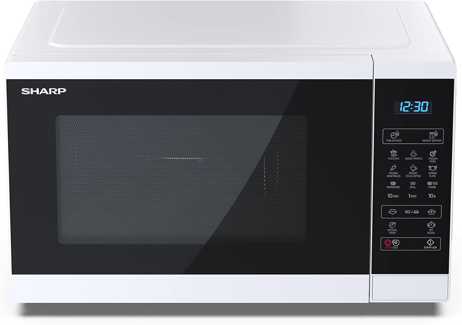 SHARP MG81ES Mikrowelle mit Grill (Mikrowelle: 900W, Grill: 1100W, 11 Leistungsstufen, Auftaufunktion, Abmessungen: 512x300x396cm, Emaille-Keramik-Garraum mit antibakteriellen Eigenschaften), silber