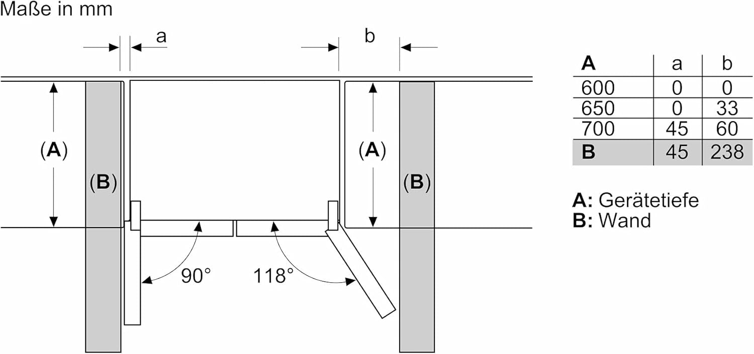 SIEMENS KF96NVPEA iQ300 Multi-Door-Kühlschrank, 183 x 91 cm, 405 L Kühlen & 200 L Gefrieren, hyperFresh längere Frische, noFrost nie wieder abtauen, superCooling schnellere Kühlung