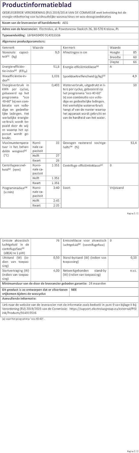 AEG L6FBG51470 Waschmaschine / Serie 6000 mit ProSense / Testsieger der Stiftung Warentest / 7,0 kg / Leise / Mengenautomatik / Nachlegefunktion / Kindersicherung / Wasserstopp / 1400 U/min