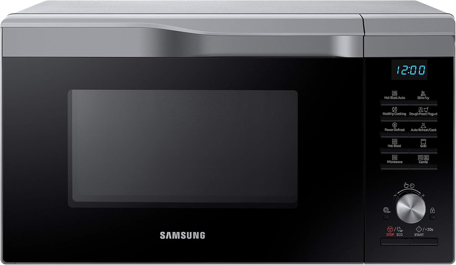 Samsung MC2BM6035CS/EG Kombi-Mikrowelle mit Grill und Heißluft, 900 W, 28 ℓ Garraum (Extra groß), 51,7 cm Breite, HotBlast-Technology, SlimFry, Silber