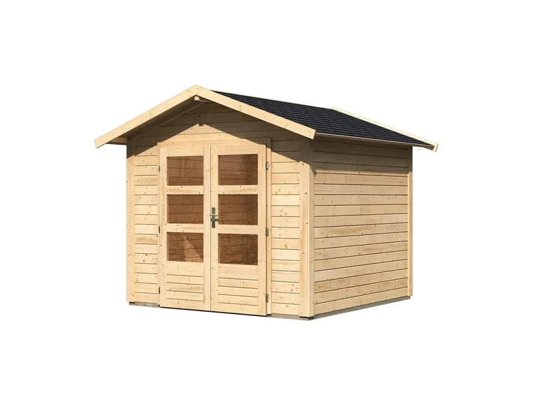Karibu Gartenhaus »Carlos«, Satteldach, Witterungsschutz, Tür mit 3 Lichtausschnitten