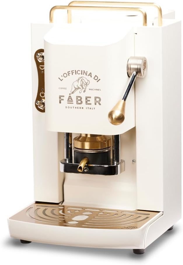 Faber PRO Total Deluxe Kaffeemaschine aus Messing, 44 mm Ese Papier, 1.3 liters, (Weiß)
