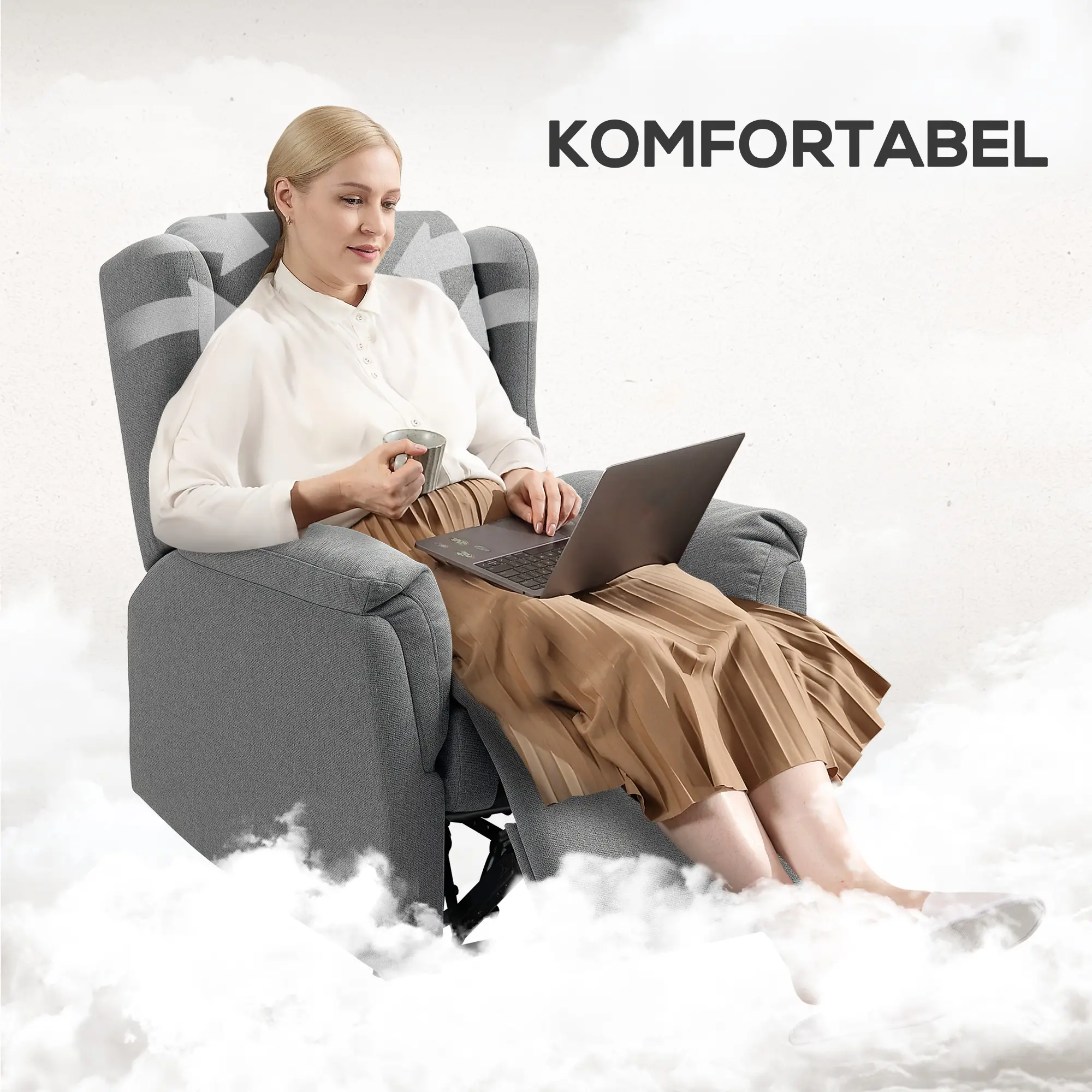 HOMCOM Relaxsessel mit Liegefunktion & Taschenfederkern, Dunkelgrau