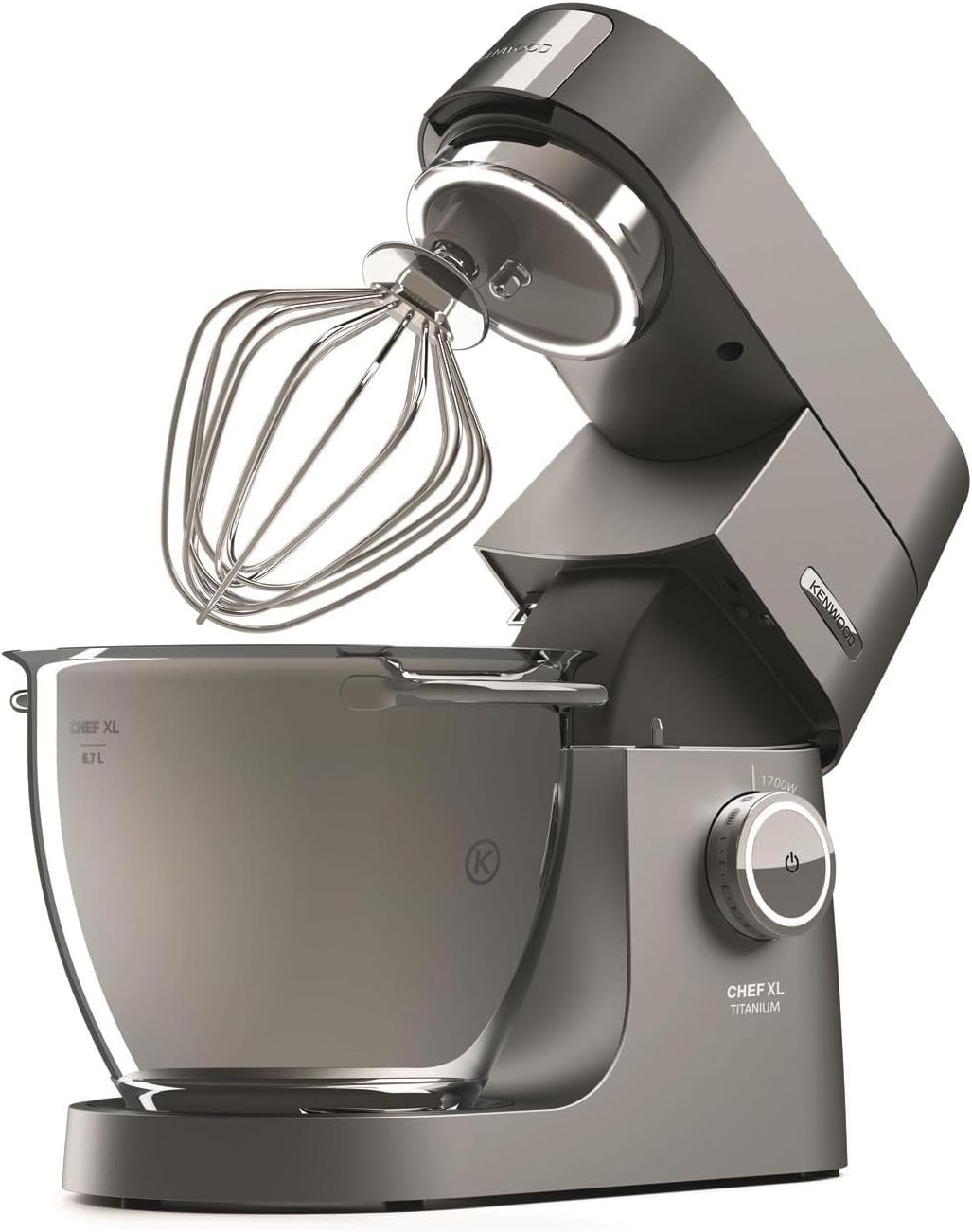 Kenwood Titanium Chef Baker KVL85.424SI Küchenmaschine mit integrierter Waage, inkl. 4-teiligem Patisserie-Set, 7 L und 5L Rührschüssel, stufenloser Geschwindigkeitsregler, 1200 W, Silber