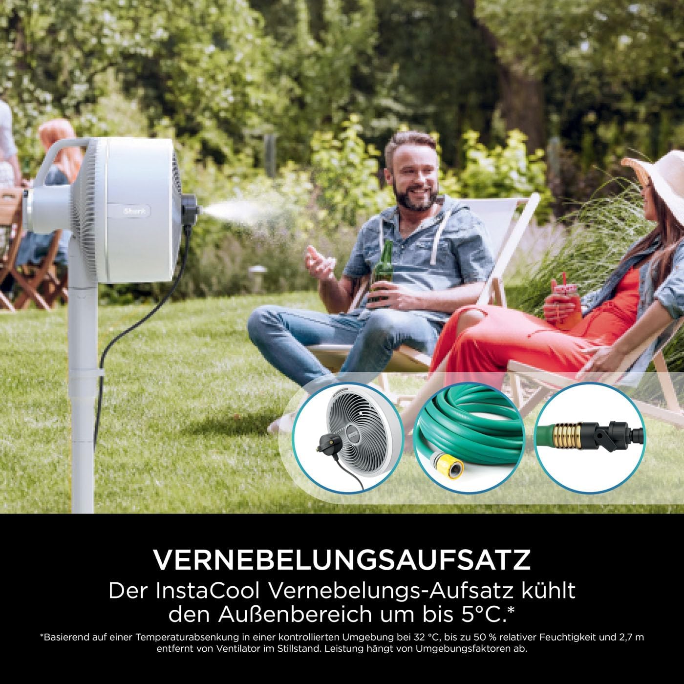 Shark FlexBreeze Ventilator Leise, Hybrid Ventilator Kabelgebunden & Kabellos, Tragbar, für Innen- und Außenbereich, UV- & Wasserbeständig, Ultraleistungsstark, Ultraleise, Weiß FA220EU