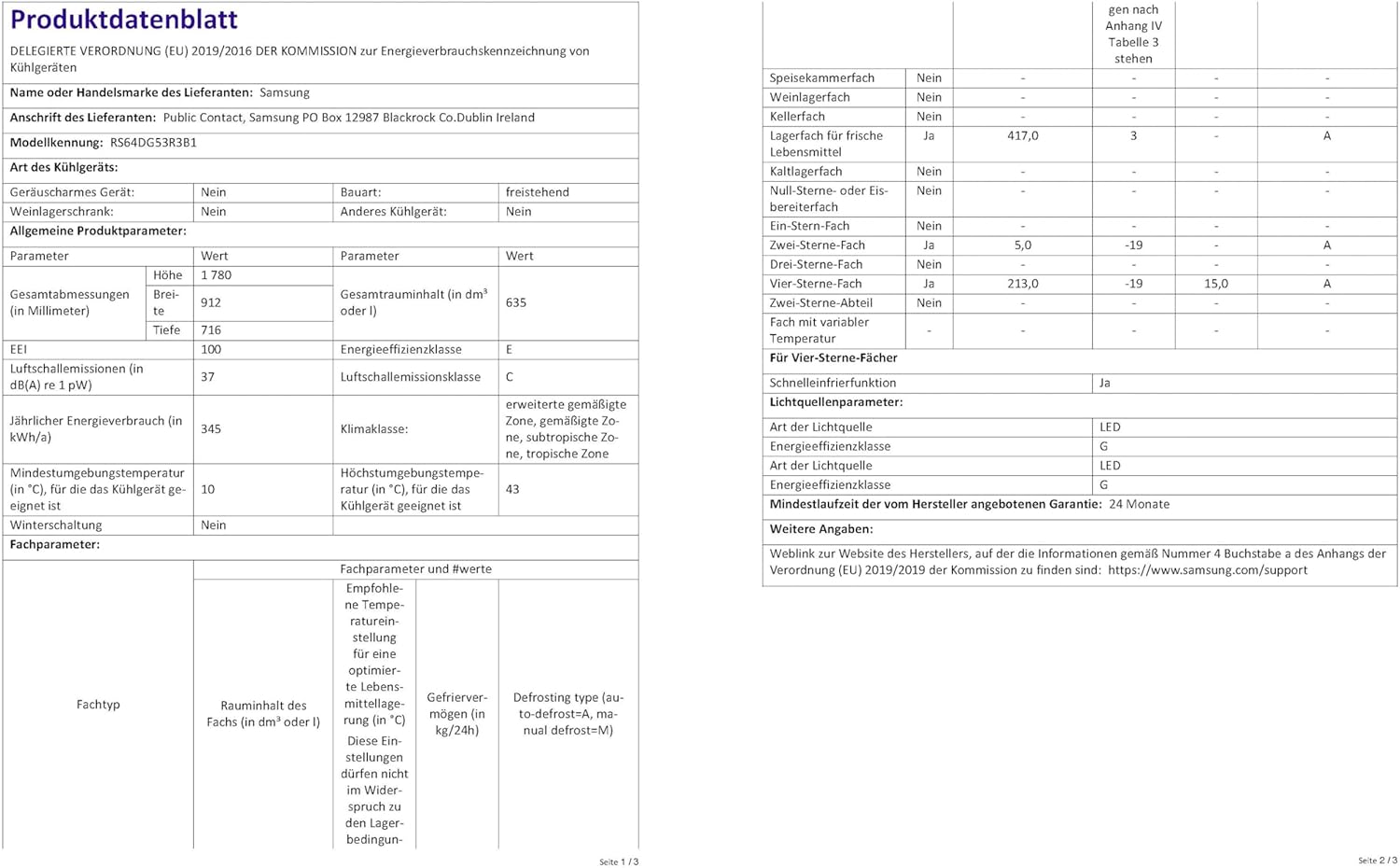Samsung RS64DG53R3B1EF Side-by-Side-Kühlschrank mit Gefrierfach, 178 cm, 628 l, SmartThings AI Energy Mode, Eis- und Wasserspender, Slim Ice Maker, Premium Black Steel
