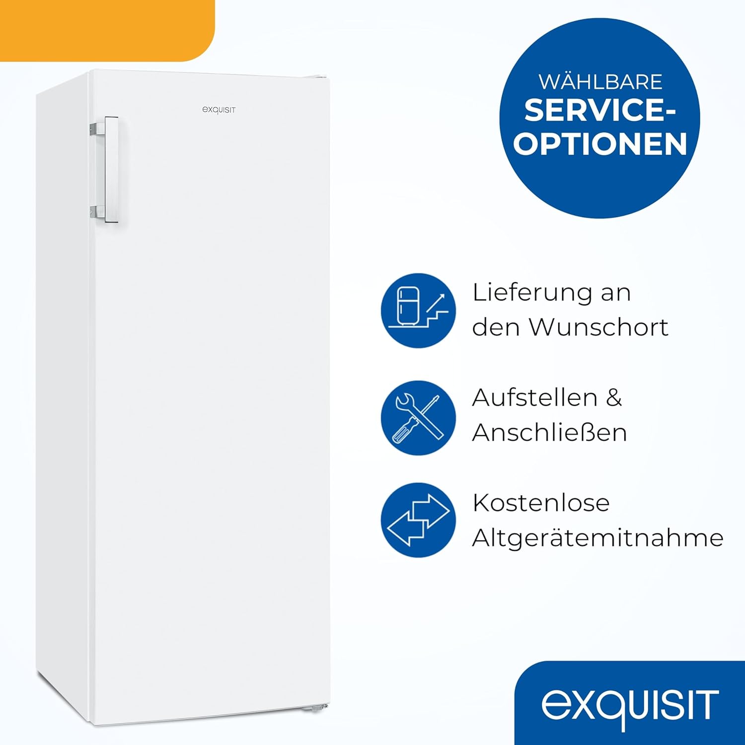 Exquisit Gefrierschrank NoFrost, Tiefkühlschrank groß, 161 Liter, Schnellgefrieren, Alarm-Funktion, GS5231-NF-H-040C weiss