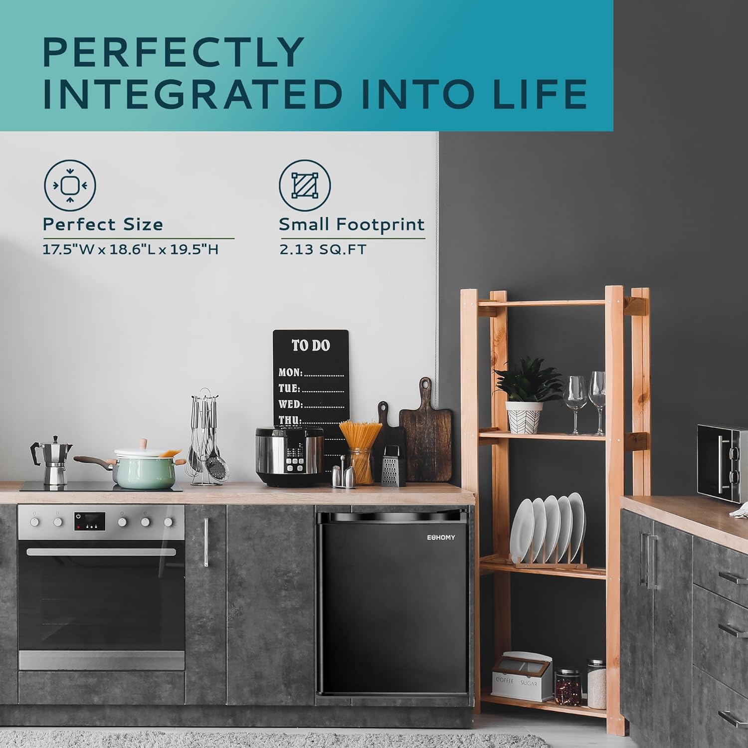 EUHOMY 46L Mini-Kühlschrank mit Umkehrbarer Tür, 7-Stufen Thermostat + Kühlbox, 39dB Ultra-Leise Kühlschrank klein für Schlafzimmer/Büro, Energieeffizient, Kompakt (Schwarz)