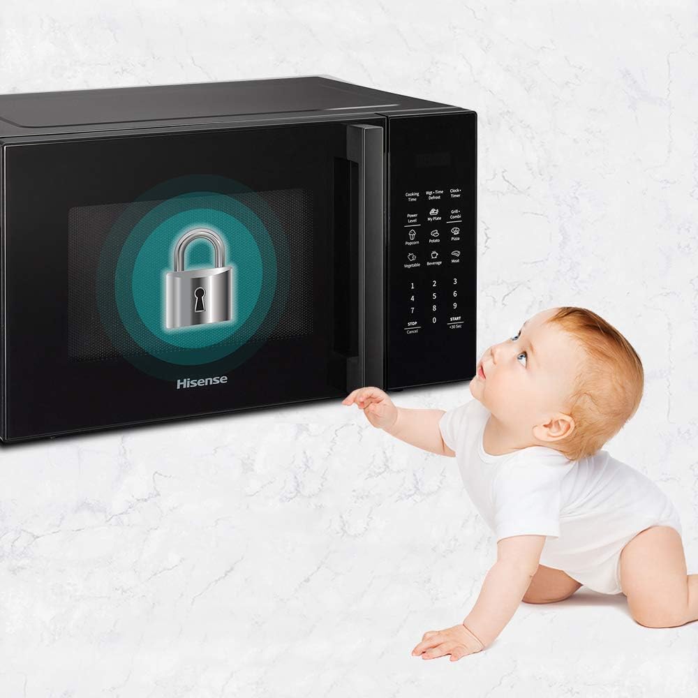 Hisense Elektronische Mikrowelle, Fassungsvermögen 23 l, Leistung 800 W, Grillleistung 1000 W, LED-Display mit Touch-Steuerung, Schwarz