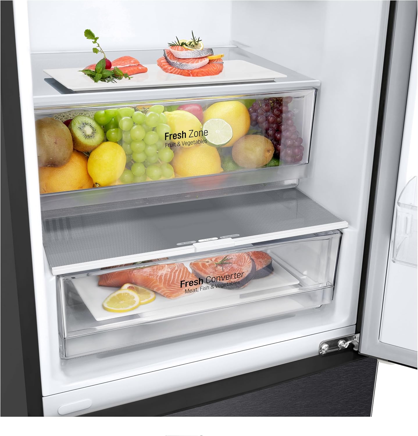 LG GBP62MCNBC, Klasse B, 384 L, Kühl-/ Gefrierkombination, Frische Features, Kühlschrank mit Gefrierfach und Innendisplay, DoorCooling+, LINEARCooling, 59,5 x 203 x 67,5 cm ꟷ Matte Black