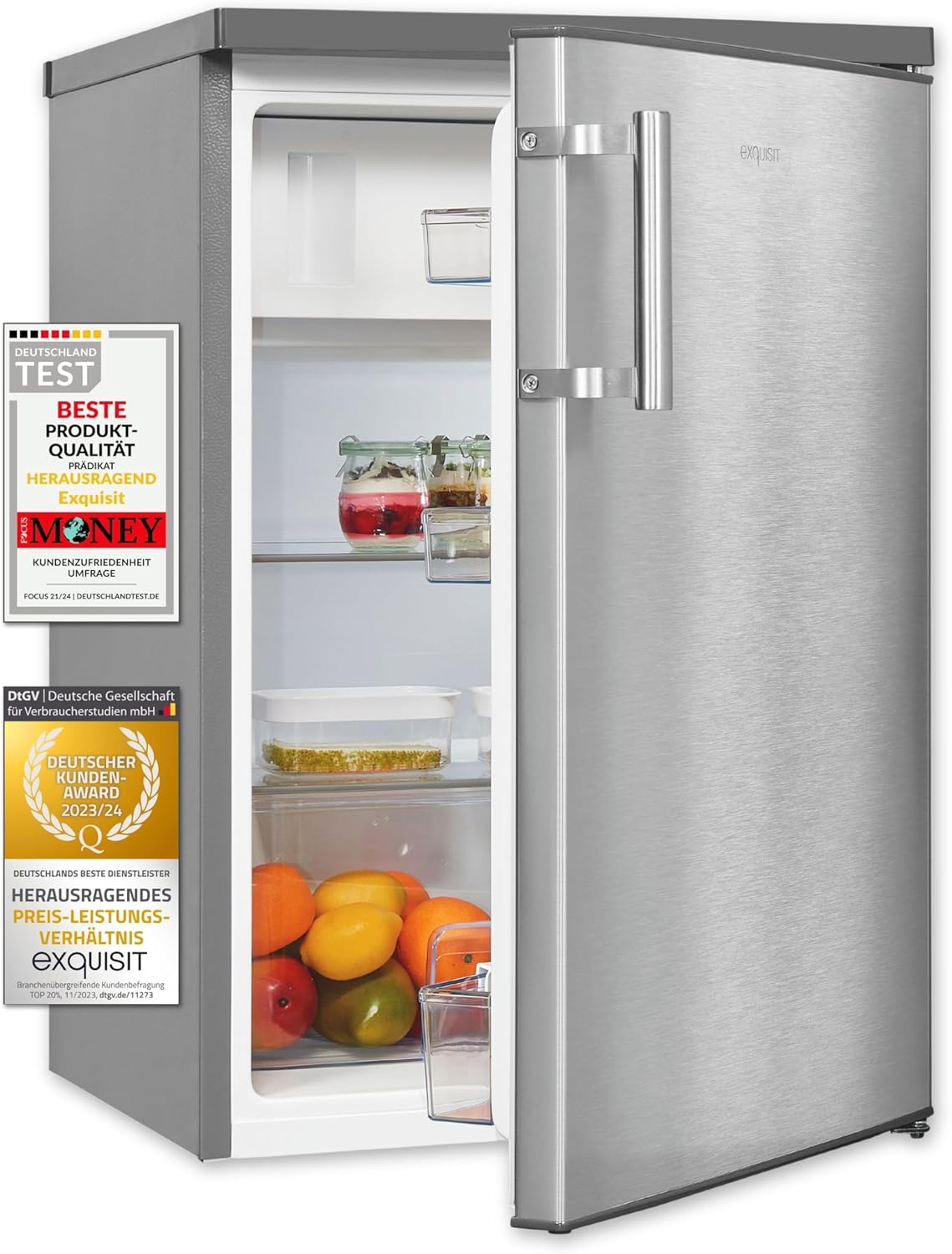 Exquisit Kühlschrank mit Gefrierfach, 120 Liter, 4-Sterne-Gefrierfach, Kühlschrank freistehend, KS516-4-H-010D weiss