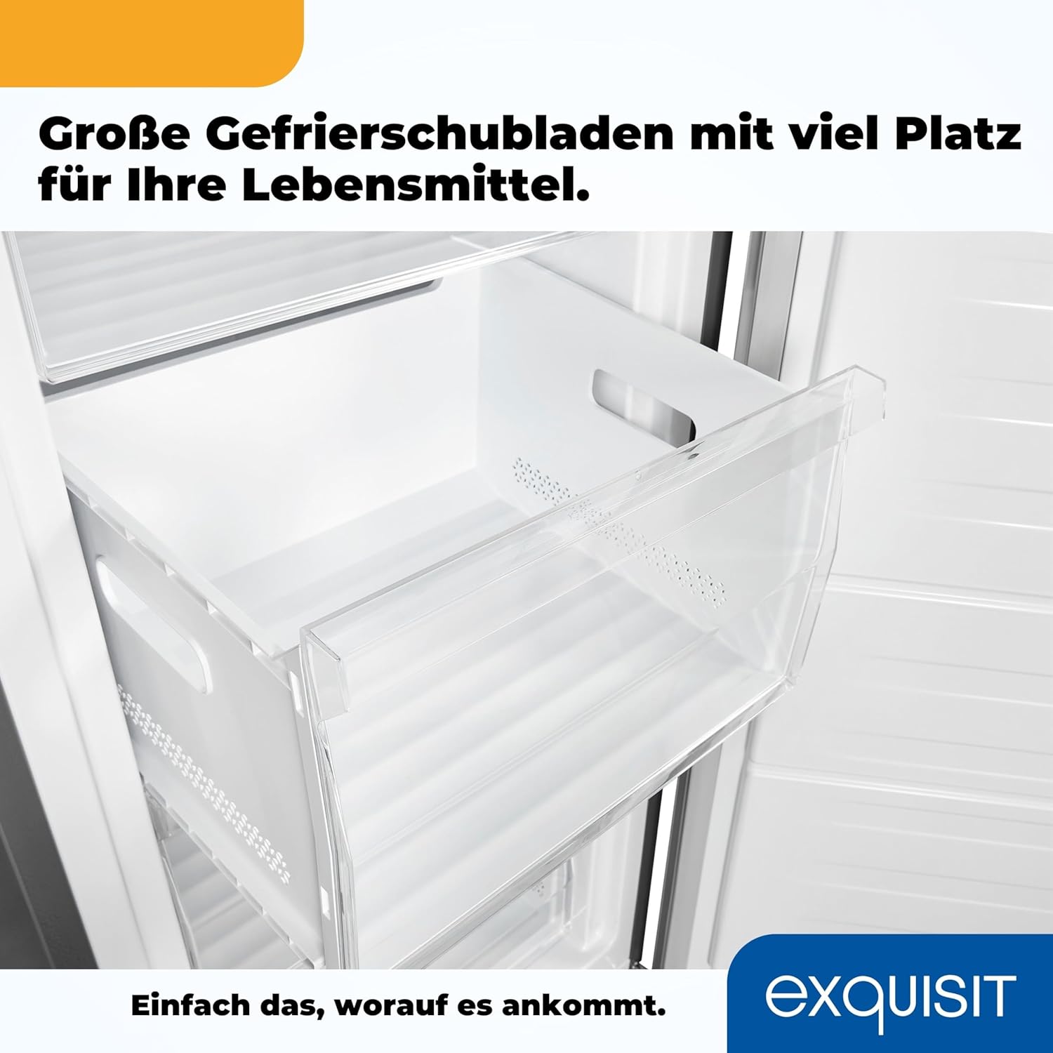 Exquisit Gefrierschrank GS271-NF-H-010E inoxlook | Gefrierschrank NoFrost 194 l Volumen | Tiefkühlschrank mit 5 Schubladen | Schnellgefrieren
