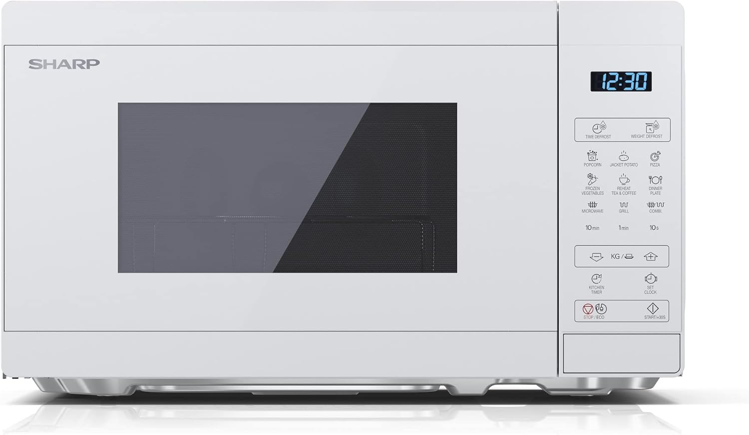 SHARP MG81ES Mikrowelle mit Grill (Mikrowelle: 900W, Grill: 1100W, 11 Leistungsstufen, Auftaufunktion, Abmessungen: 512x300x396cm, Emaille-Keramik-Garraum mit antibakteriellen Eigenschaften), silber