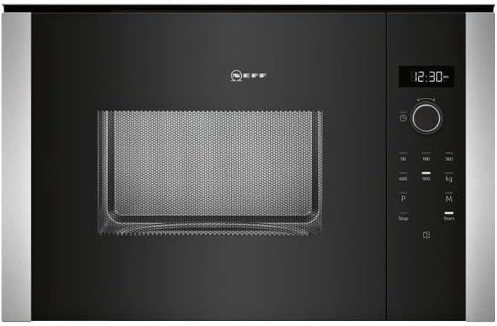 NEFF HLAWD53N0, N 50, Einbau-Mikrowelle 38,2 x 59,4 cm (H x B) , 25 l , Edelstahl , Auftaufunktion , Garfunktion , 7 Automatikprogramme, Schwarz