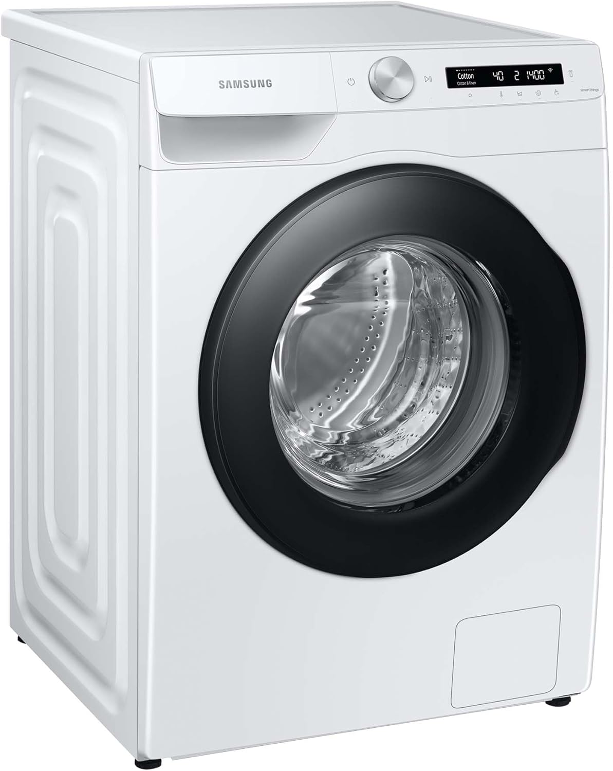 Samsung WW90T504AAWCS2 Waschmaschine, 9 kg, 1.400 U/min, Extra energiesparend, EEK: A (-10 %), AI Ecobubble, AI Control, SmartThings App und AI Energy Mode, Hygiene-Dampfprogramm, Weiß