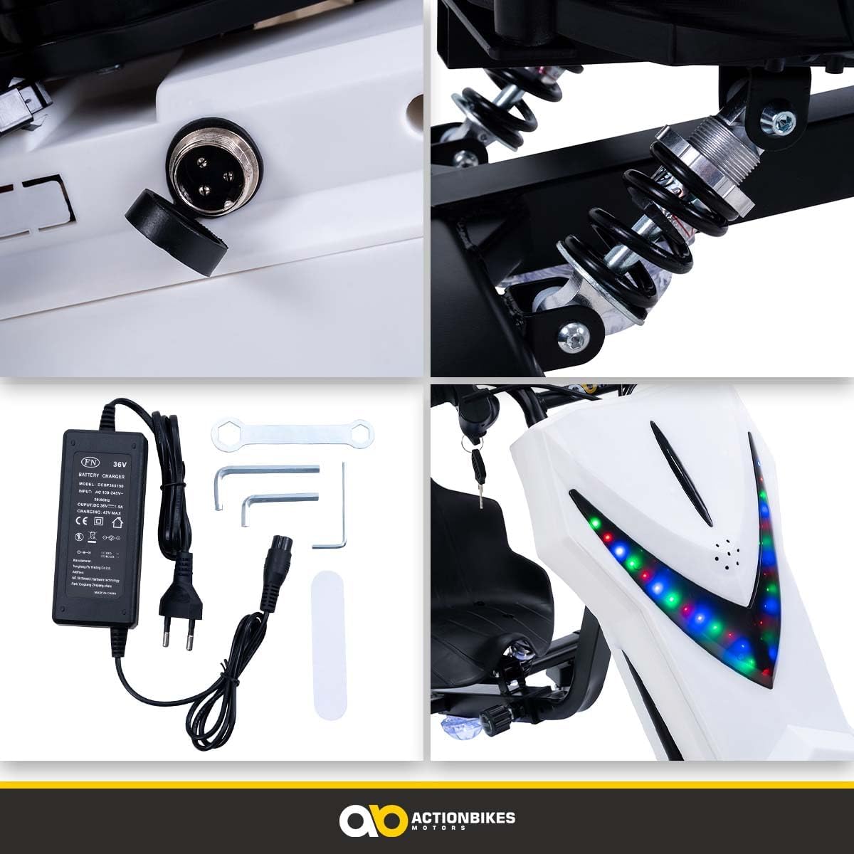 Actionbikes Motors Kinder Elektro Driftscooter | 𝟐𝟓𝟎 Watt Motor - Drift Cart 360°- 3 Geschwindigkeitsstufen - LED-Beleuchtung - Sitz verstellbar - Bluetooth - Drift Kart - Drift Auto (Space Purple)