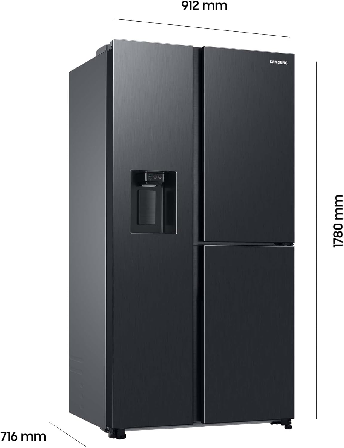 Samsung RS64DG53R3B1EF Side-by-Side-Kühlschrank mit Gefrierfach, 178 cm, 628 l, SmartThings AI Energy Mode, Eis- und Wasserspender, Slim Ice Maker, Premium Black Steel