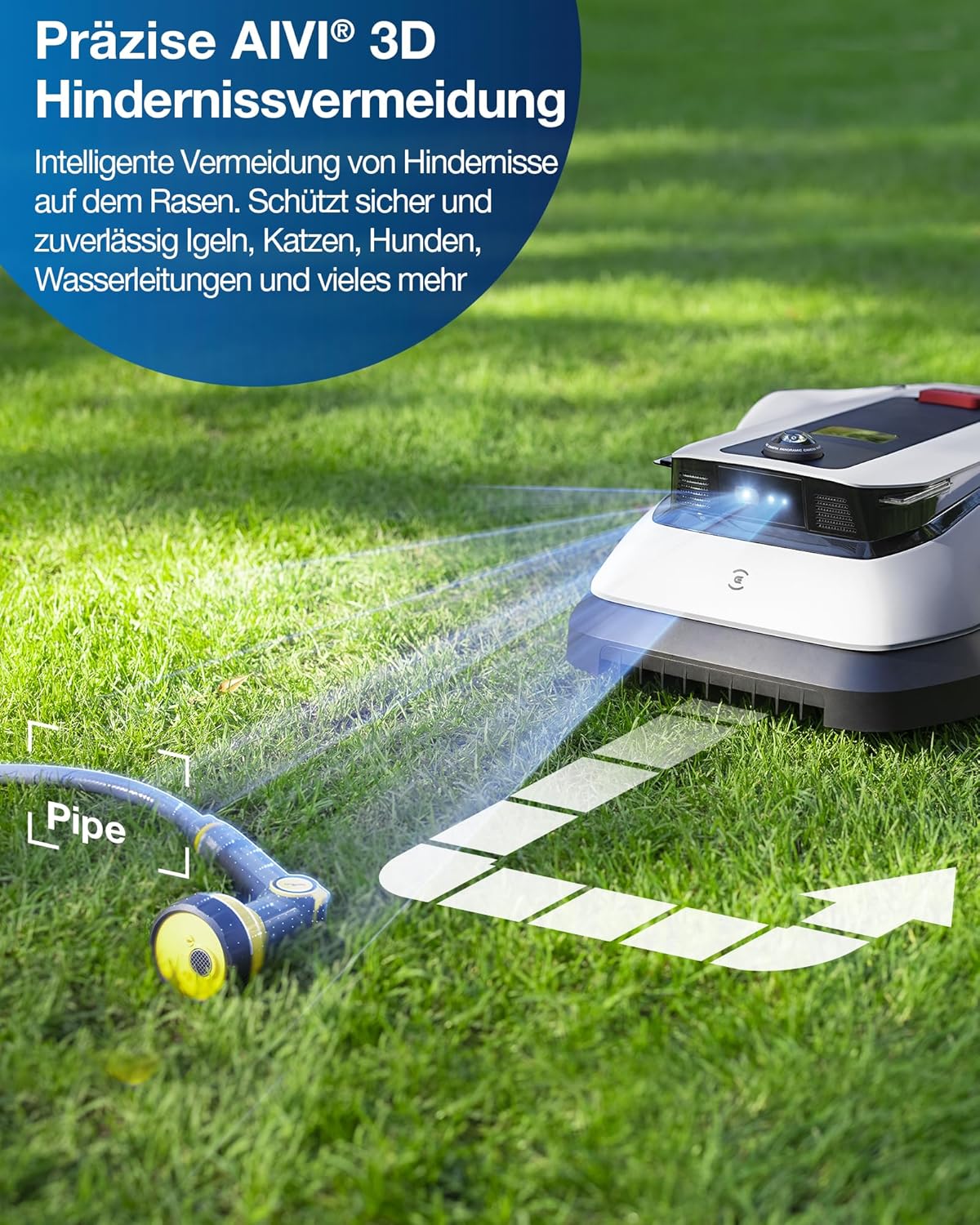 ECOVACS GOAT G1-800 Mhroboter ohne Begrenzungskabel 800㎡, Rasenmher Roboter mit TrueMapping-Multifusionslokalisierung,   Hindernisvermeidung, 16-Zonen-Management, 45% Steigung, Videomanager