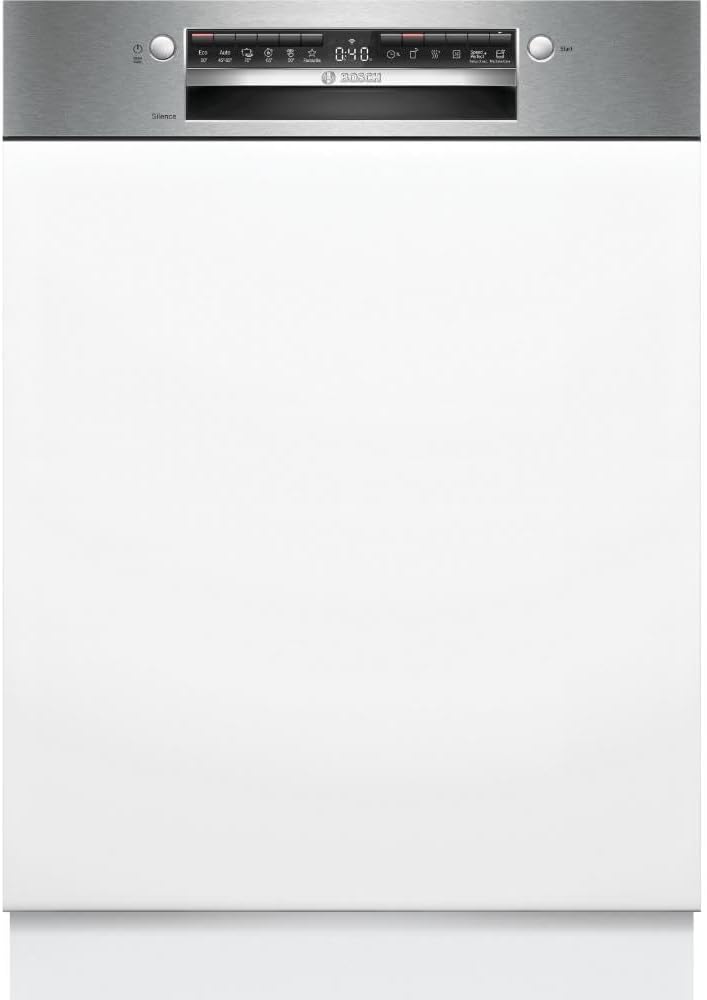 Bosch SMU4ECS28E, Serie 4, Smarter Unterbau-Geschirrspüler 60 cm, Besteckschublade, Spülmaschine Made in Germany, besonders Leise, Extra Trocknen, schneller sauberes Geschirr, Ferndiagnose, Edelstahl