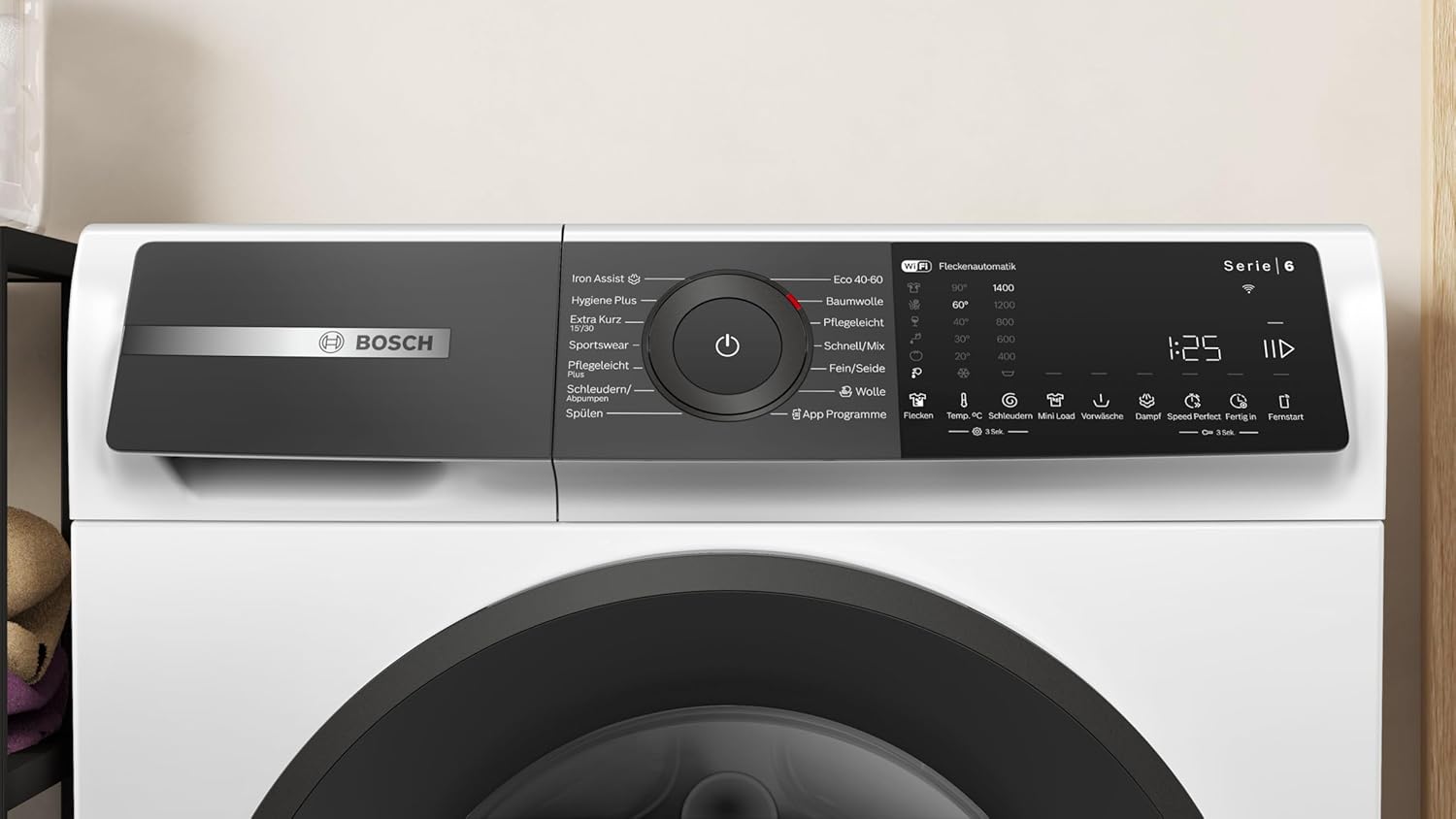 BOSCH WAN28127 Waschmaschine Serie 4, Frontlader mit 8kg Fassungsvermögen, 1400 UpM, Iron Assist, Active Water Plus, EcoSilence Drive, Speed Perfect, Weiß, 60cm