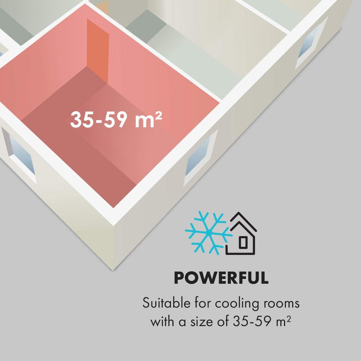 KLARSTEIN Grandbreeze Pro 14K – Mobiles Klimagerät, Luftentfeuchter, Ventilator, 3 Geschwindigkeiten, 14000 BTU/1,65 kW, Raum: 42 bis 68 m², Durchfluss: 460 m³/h, CEE A – Weiß Klimaanlage