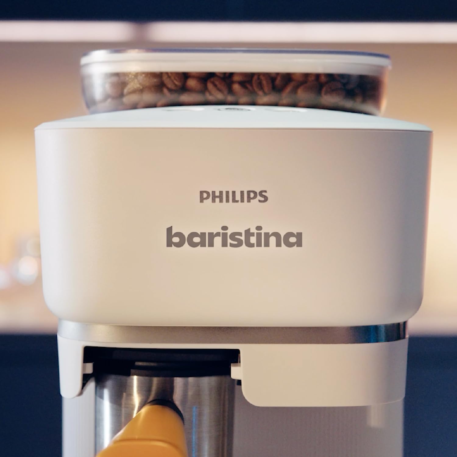 Philips Baristina Espressomaschine - Real Espresso- made simple. Kompakte Kaffeemaschine- Naturweiß mit weißem Siebträger- 16-bar-Pumpendruck- automatisches Mahlwerk- Cafe Crema (BAR300/00)