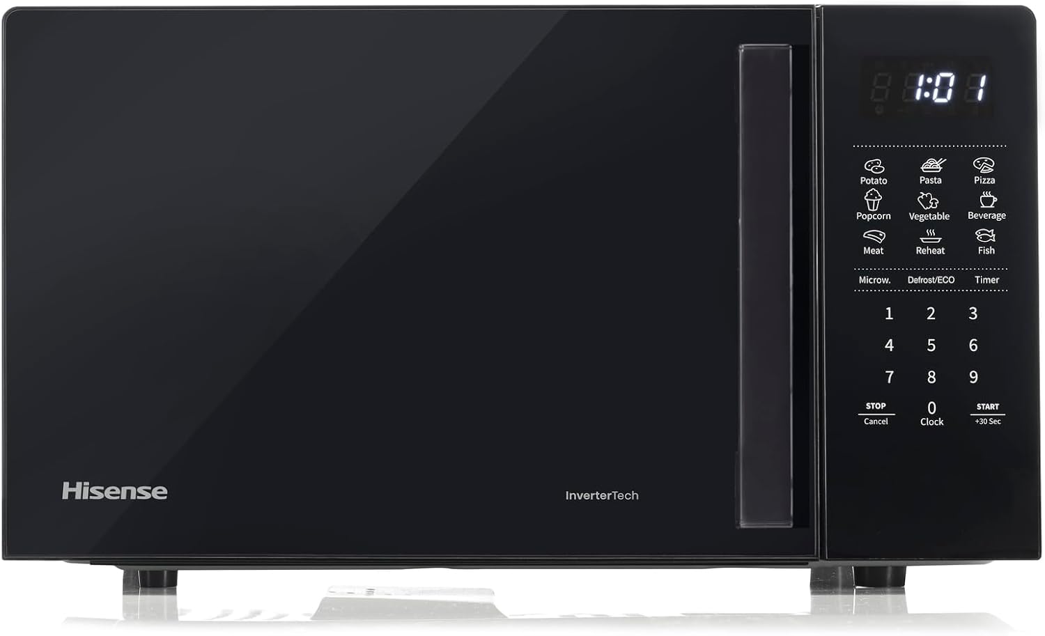 Hisense Elektronische Mikrowelle, Fassungsvermögen 23 l, Leistung 800 W, Grillleistung 1000 W, LED-Display mit Touch-Steuerung, Schwarz