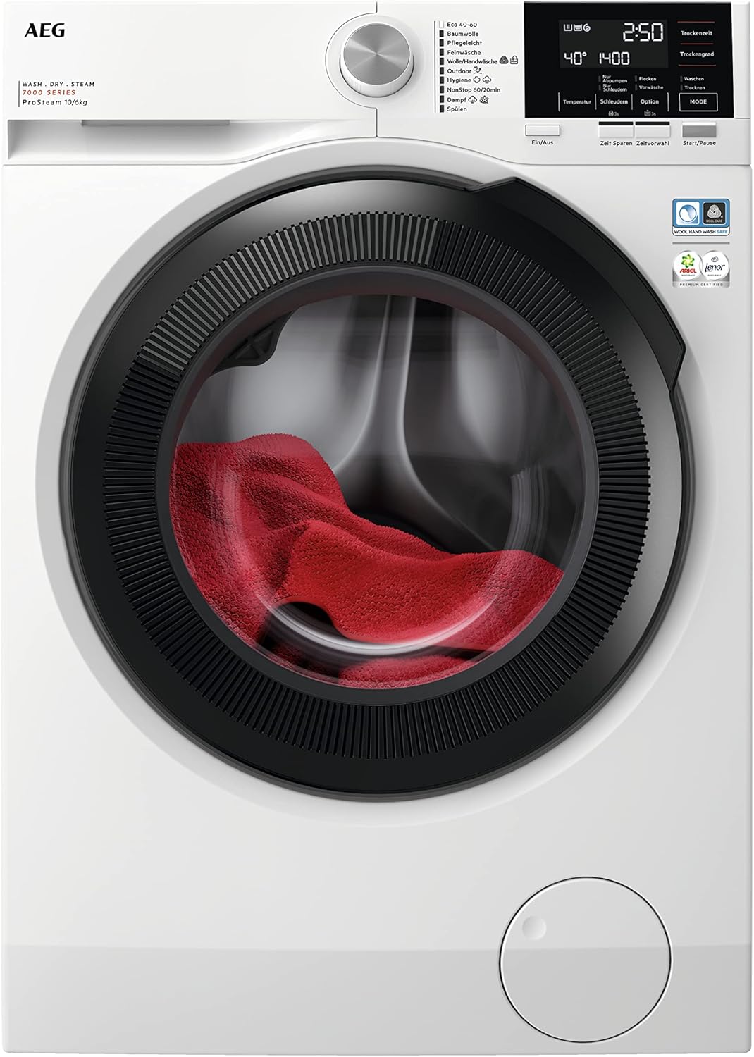 AEG L7WBA60680 Waschtrockner / DualSense - schonende Pflege / 8 kg Waschen / 5 kg Trocknen / D / energiesparend / Mengenautomatik / Nachlegefunktion / ProSteam - Auffrischfunktion / 1600 U/min Weiß