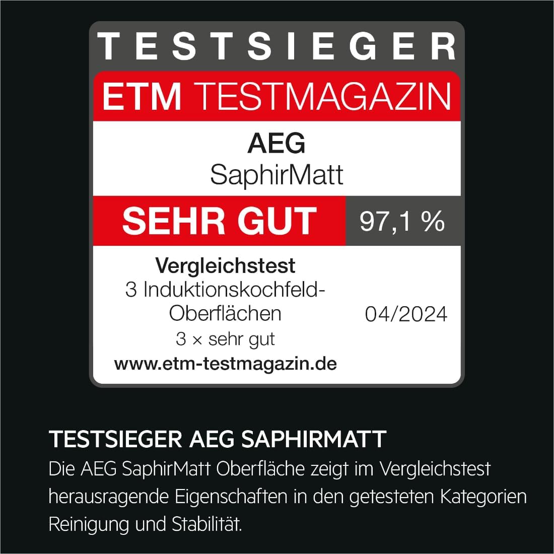 AEG IKE84441XB Autarkes Kochfeld / Herdplatte mit Touchscreen, Topferkennung & Hob²Hood-Funktion / Induktionskochplatte / 4 Kochzonen / Edelstahlrahmen / 80 cm Schwarz