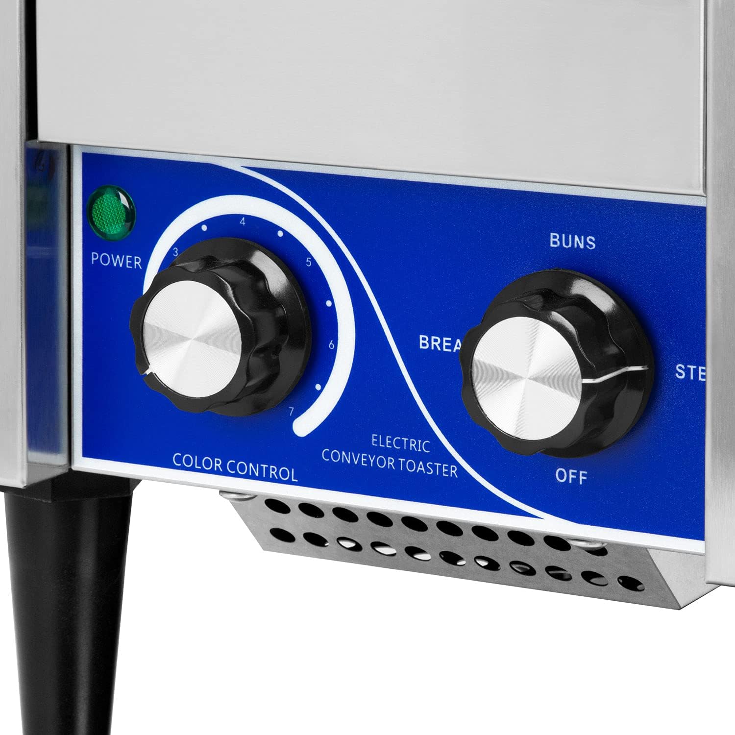 vertes Durchlauftoaster Toaster mit Laufband aus Edelstahl (1940W, 230V, Gastro Profi für Toast und Burger Buns, Zugabefach, 2 Ausgabefächer, 7 Geschwindigkeitsstufen, Krümelschublade, 2 Modi)