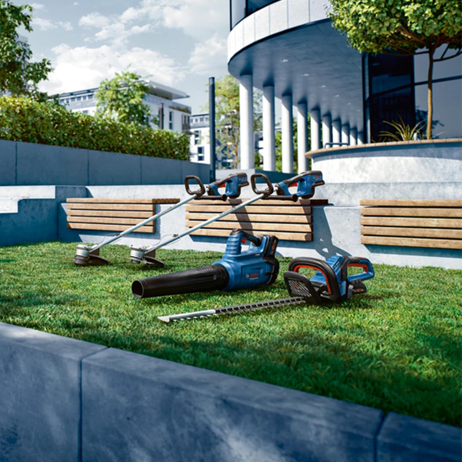 Bosch Professional 18V System Akku-Rasentrimmer GRT 18V-33 (bürstenloser Motor, Schnittkreisdurchmesser von 33 cm, inkl. 1x Schultergurt, 1x Fadenspuleneinheit)