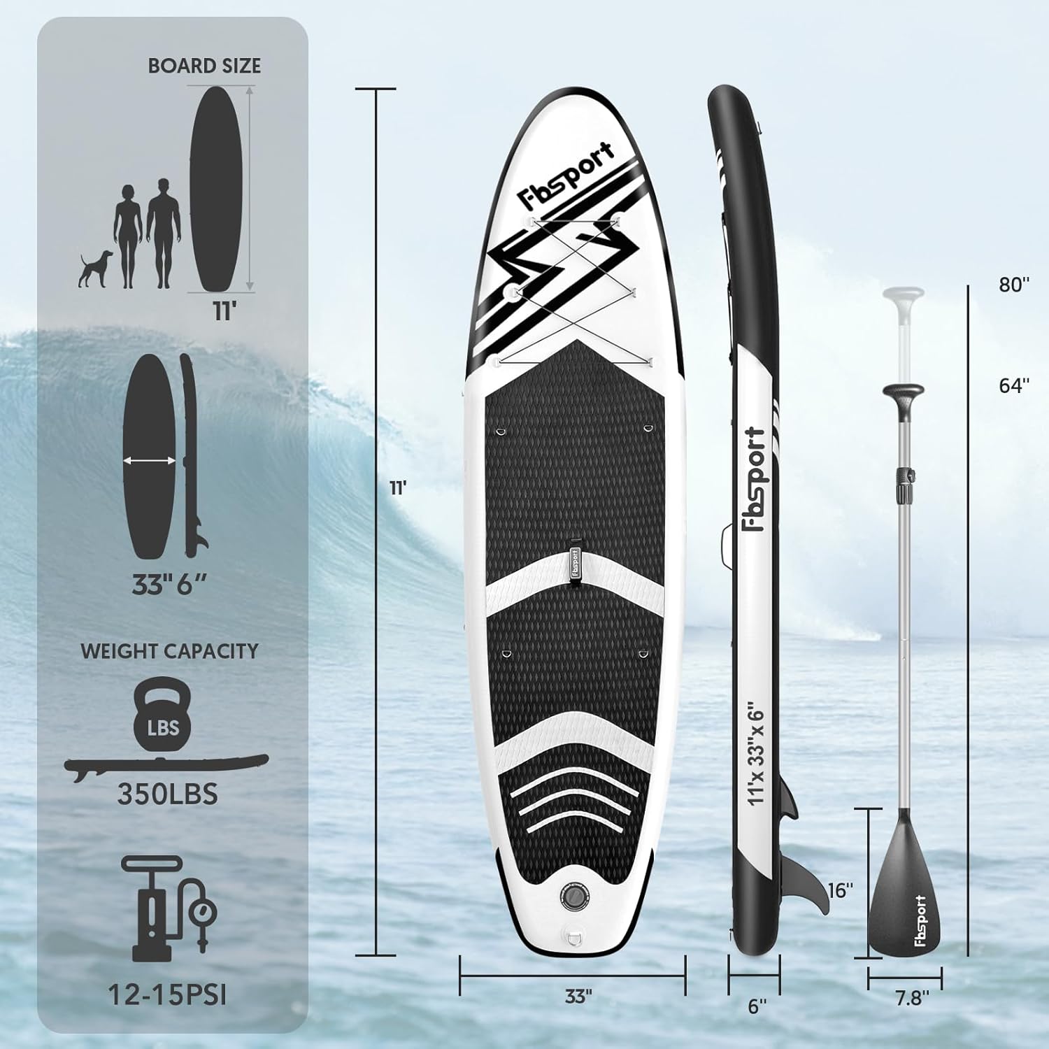 Premium-Stand-Up-Paddle-Board, Yoga-Board mit strapazierfähigem SUP-Zubehör und Tragetasche | Breiter Stand, Surf-Kontrolle, rutschfestes Deck, Leine, Paddel und Pumpe für Jugendliche und Erwachsene