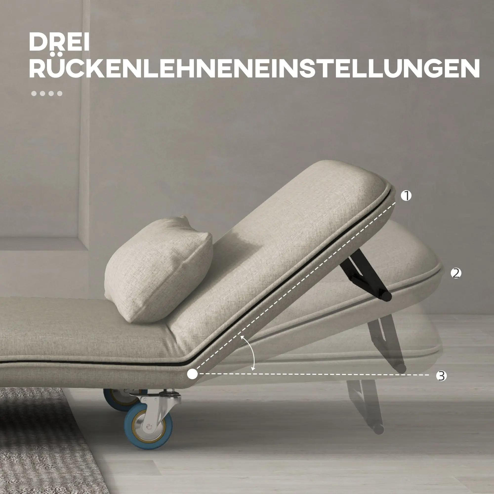 HOMCOM Schlafsessel mit Bettfunktion 3-fach verstellbar mit Rollen