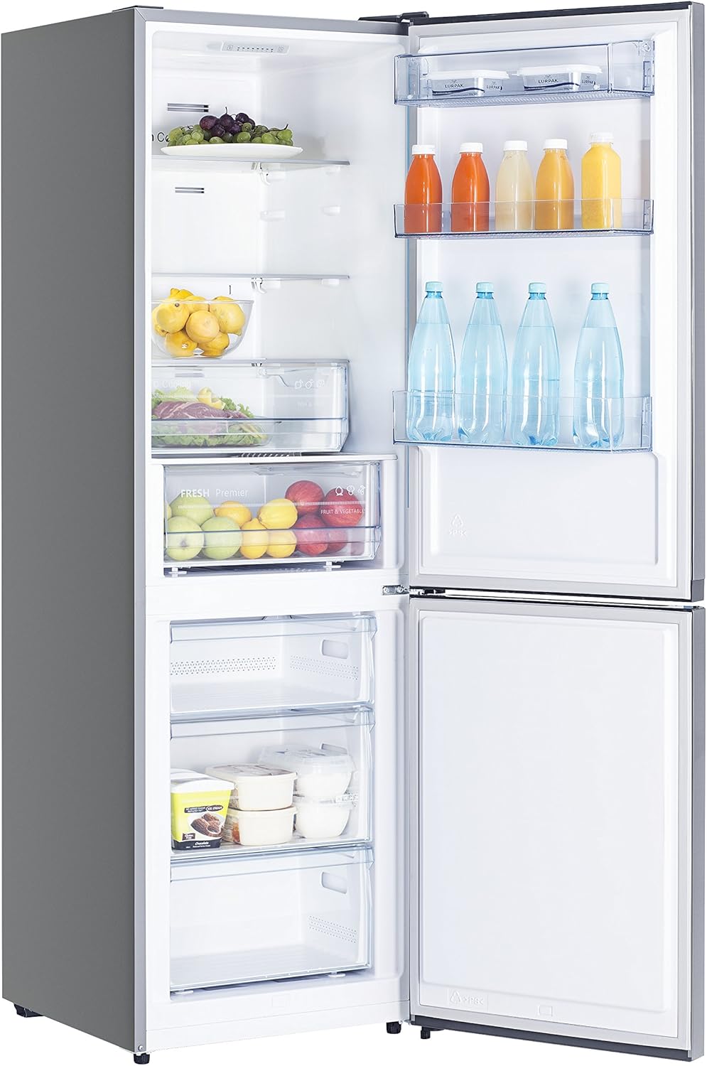 Hisense RB327N4ADD Fridge-Freezer Combination, EEK D, Total NoFrost, Interchangeable Door Hinge, Bottle Grid, 171 Litre Fridge Compartment, 85 Litre Freezer Compartment, Stainless Steel Look