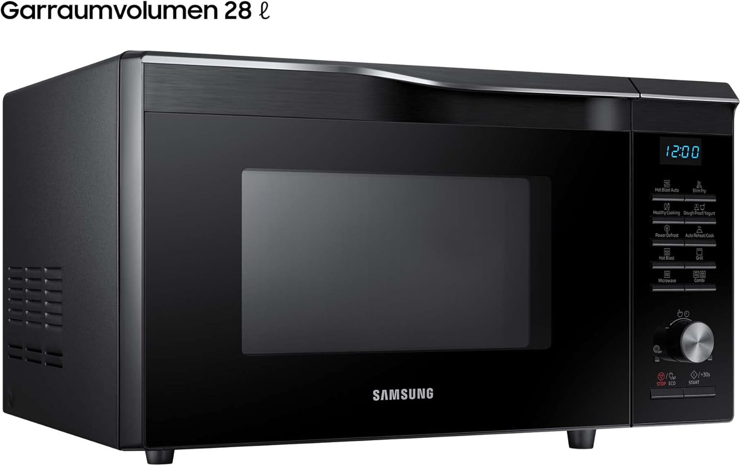 Samsung MC2BM6035KK/EG Mikrowelle mit Grill und Heißluft, 900 W, 28 ℓ Garraum, 51,7 cm Breite, Kratzfester Keramik-Emaille-Inneraum, HotBlast Technologie, Schwarz