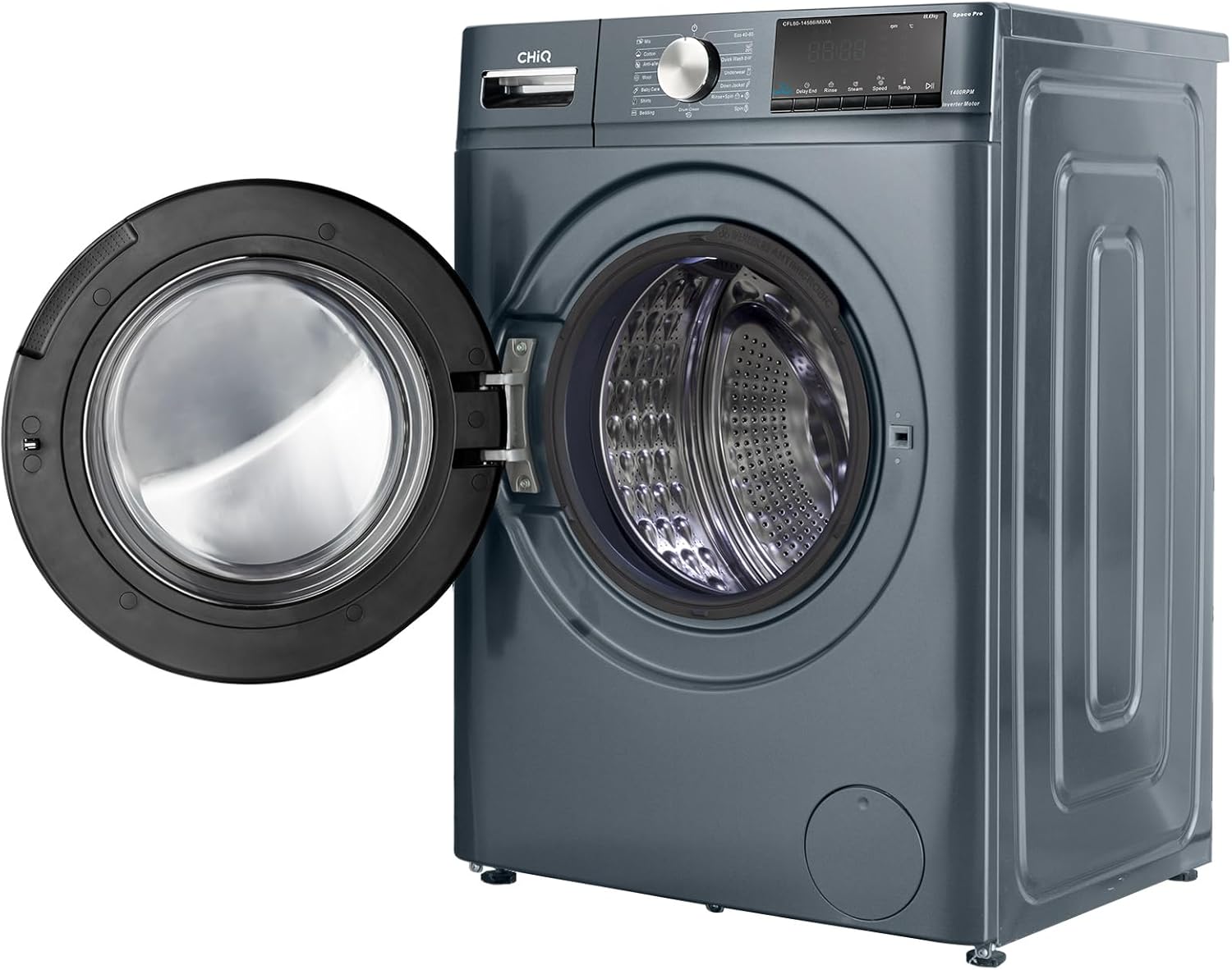 CHiQ Waschmaschine 7kg, 15 Programme, InverterMotor, Eco-Logic, Speed Wash, 60x46,5x84cm, Auto Clean, Washer Grau, CW07123863AX