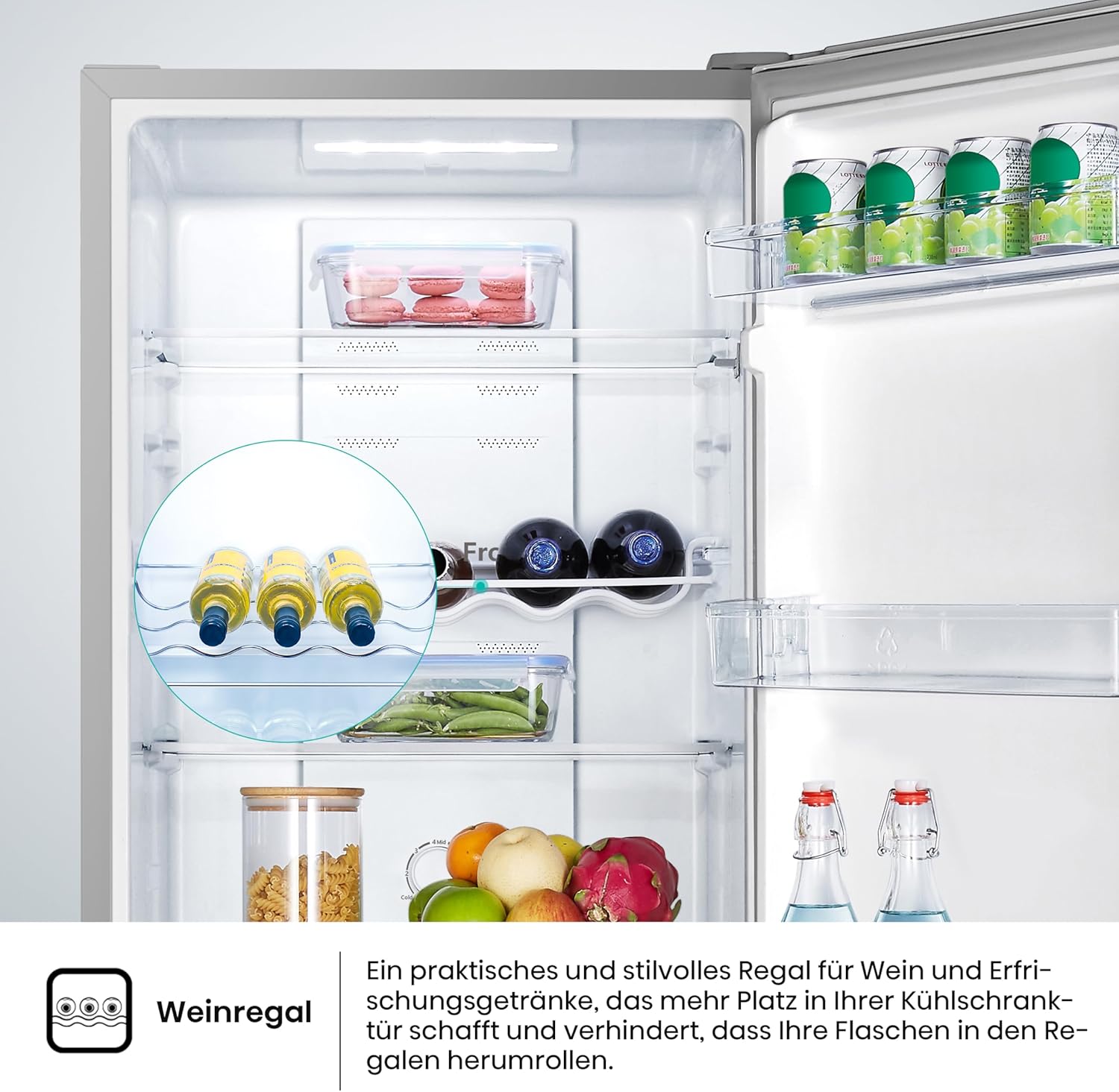 Hisense RB327N4ADD Fridge-Freezer Combination, EEK D, Total NoFrost, Interchangeable Door Hinge, Bottle Grid, 171 Litre Fridge Compartment, 85 Litre Freezer Compartment, Stainless Steel Look