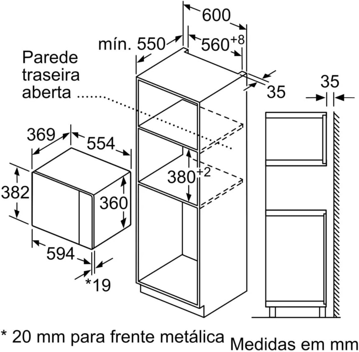 Bosch BEL554MB0 Serie 6 Einbau-Mikrowelle, 38 x 59 cm, 900 W, Drehteller 31,5cm, Türanschlag Links, AutoPilot 8 8 Automatikprogramme, Reinigungsunterstützung, LED-Touchdisplay