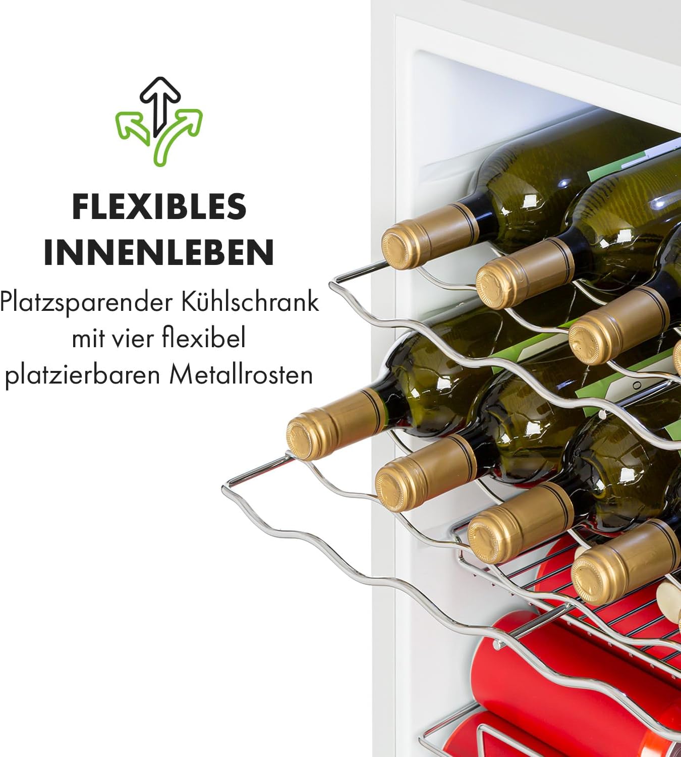 Klarstein Mini Kühlschrank mit Glastür für Zimmer, Getrnkekühlschrank mit Verstellbaren Ablagen, Kleiner 80 Liter, Indoor/Outdoor Kühlschrank Leise