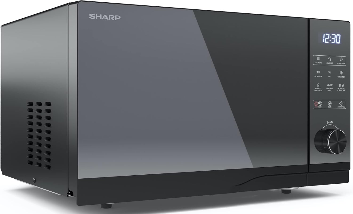 SHARP MG81ES Mikrowelle mit Grill (Mikrowelle: 900W, Grill: 1100W, 11 Leistungsstufen, Auftaufunktion, Abmessungen: 512x300x396cm, Emaille-Keramik-Garraum mit antibakteriellen Eigenschaften), silber